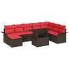 vidaXL Conjunto de sof&aacute; de jard&iacute;n 9 uds. Marr&oacute;n rat&aacute;n sint&eacute;tico