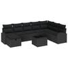 vidaXL Juego de Sof&aacute; 9 uds. Negro rat&aacute;n sint&eacute;tico