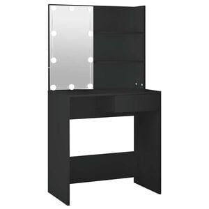 vidaXL Tocador con LED negro 74,5x40x141 cm
