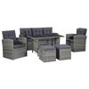vidaXL Set de muebles de jard&iacute;n 6 pzas y cojines rat&aacute;n sint&eacute;tico gris