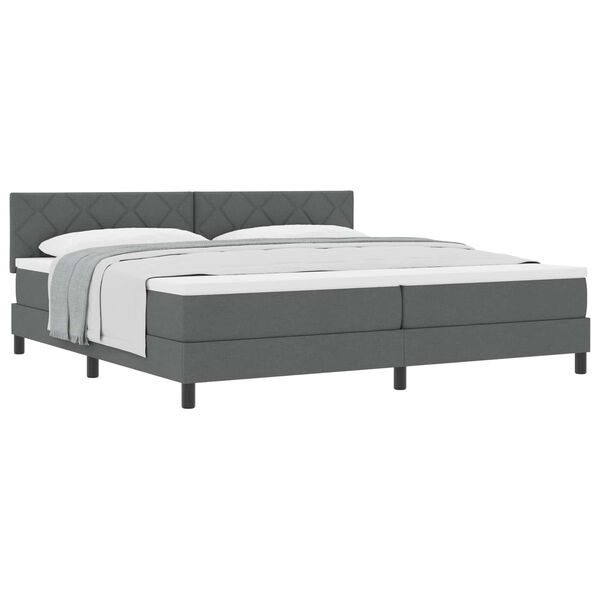 vidaXL Cama tipo Box Spring con colch&oacute;n Gris oscuro 200 x 200 cm tela