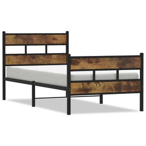 vidaXL Estructura de cama sin colchón metal roble ahumado 107x203 cm