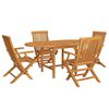 vidaXL Juego de comedor para jard&iacute;n 5 piezas madera maciza teca