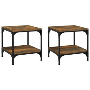 vidaXL Mesas auxiliares 2 uds contrachapada roble ahumado 40x40x40 cm