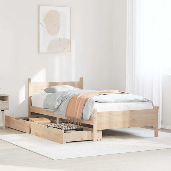 vidaXL Estructura de cama sin colch&oacute;n madera maciza pino 75x190 cm
