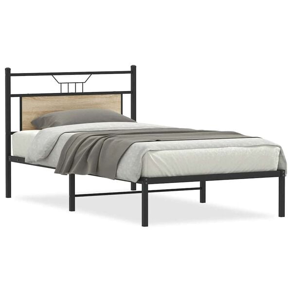 vidaXL Estructura de cama sin colch&oacute;n madera roble Sonoma 100x200 cm