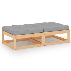 vidaXL Reposapi&eacute;s de jard&iacute;n con cojines 2 uds madera maciza de pino