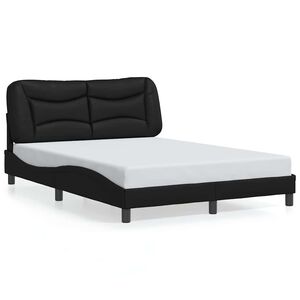 vidaXL Estructura de cama sin colch&oacute;n Hvar cuero sint&eacute;tico negro 140x200 cm