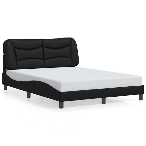 vidaXL Estructura de cama sin colch&oacute;n Hvar cuero sint&eacute;tico negro 140x200 cm