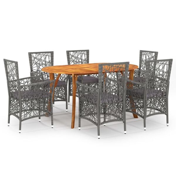 vidaXL Juego de comedor para jard&iacute;n de 7 piezas gris
