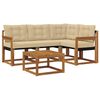 vidaXL Conjunto de sof&aacute;s de exterior con coj&iacute;n 5 pcs Natural y Beige