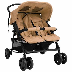vidaXL Carrito para gemelos de acero gris taup&eacute;