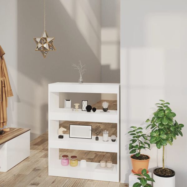 vidaXL Estantería/divisor madera contrachapada blanco 80x30x103 cm