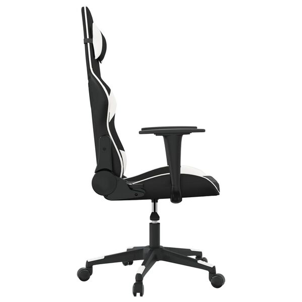 vidaXL Silla gaming de masaje cuero sint&eacute;tico negro y blanco