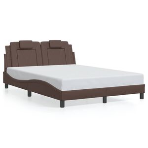 vidaXL Estructura de cama Viana sin colch&oacute;n cuero sint&eacute;tico marr&oacute;n 140x190cm