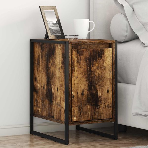 vidaXL Mesa de Noche Roble Humo 39,5 x 30 x 50 cm Madera contrachapada