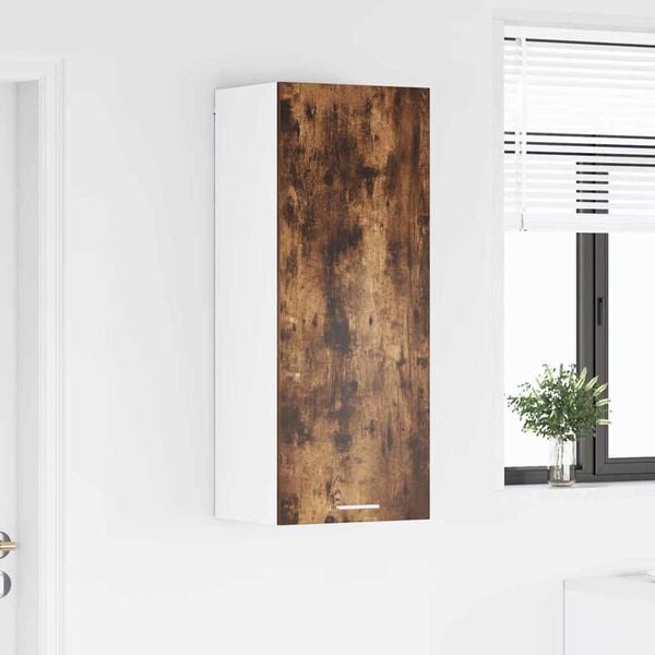 vidaXL Mueble colgante con puerta Roble ahumado 40 x 31 x 100 cm