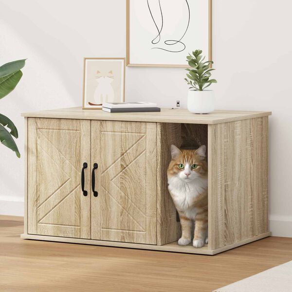 vidaXL Casa para Gatos Sonoma 85 x 55 x 50 cm Madera de ingenier&iacute;a