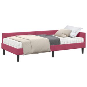 vidaXL Estructura de Cama Esquina con Colch&oacute;n 2 uds. Rojo vino