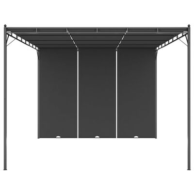 vidaXL Cenador de jardín con cortina lateral gris antracita 4x3x2,25 m