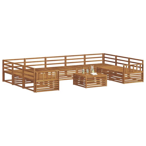 vidaXL Juegos de sof&aacute;s 10 pcs Natural Madera de Acacia S&oacute;lida