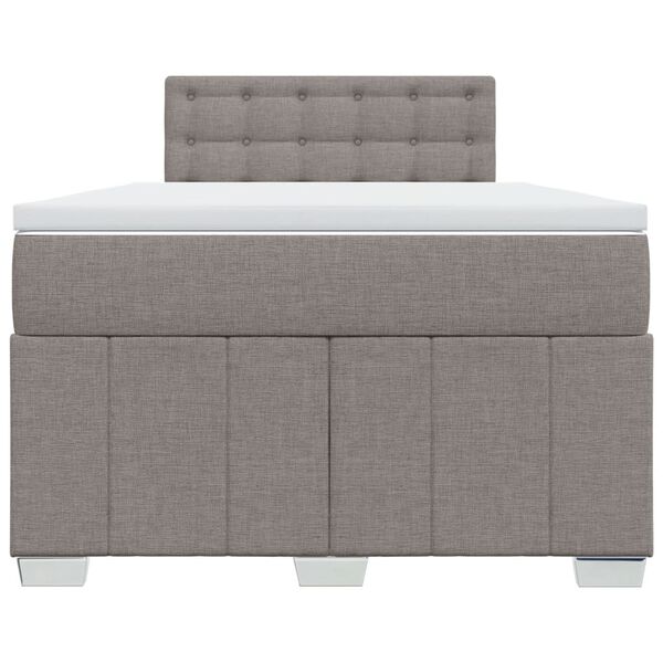 vidaXL Cama box spring con colch&oacute;n tela gris taupe 120x190 cm