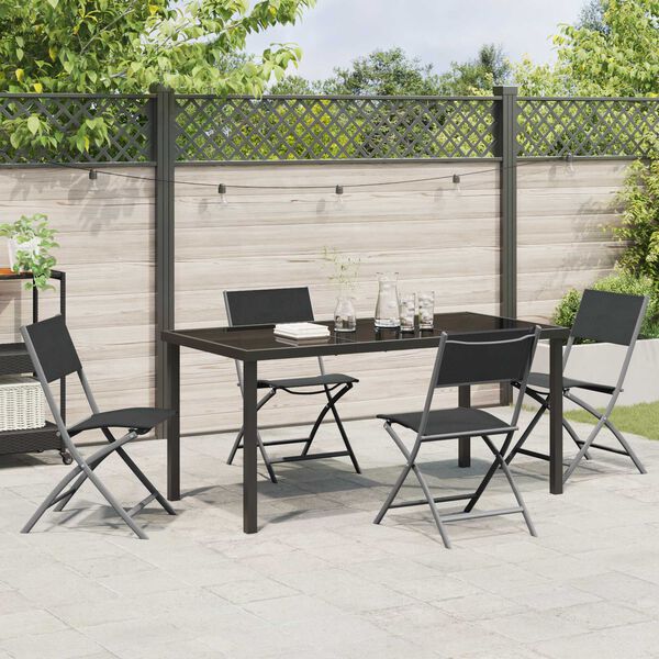 vidaXL Conjunto de Comedor de Jard&iacute;n 5 pcs Negro