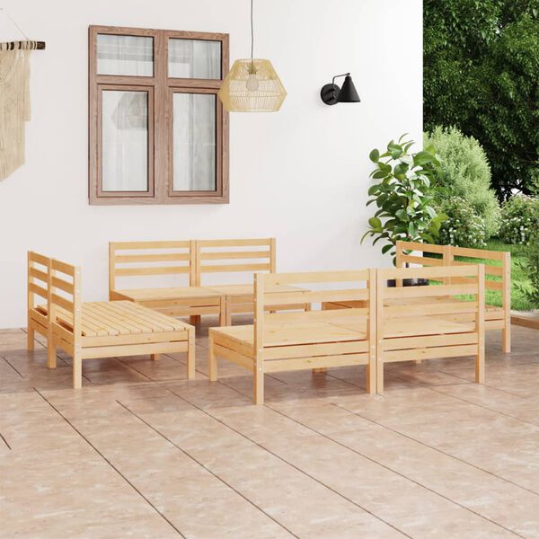 vidaXL Juego de muebles de jard&iacute;n 8 pzas madera de pino maciza