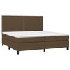 vidaXL Cama box spring colch&oacute;n luces LED tela marr&oacute;n oscuro 200x200 cm