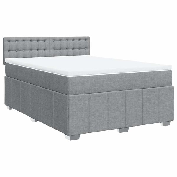 vidaXL Cama box spring con colch&oacute;n tela gris claro 140x200 cm