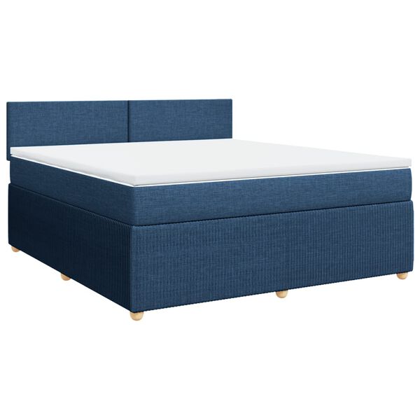 vidaXL Cama box spring con colch&oacute;n tela azul 180x200 cm