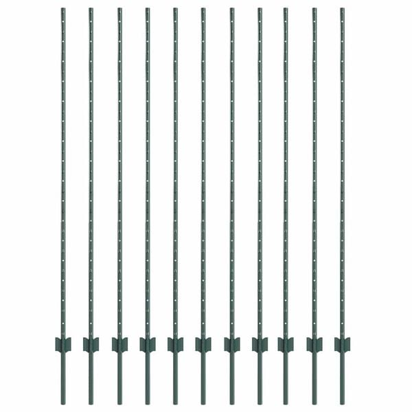 vidaXL Poste de Valla 11 pcs Verde 160 cm Acero