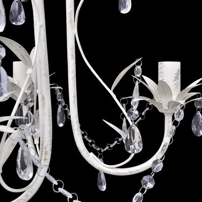 vidaXL Lámpara colgante araña de cristal elegante blanca