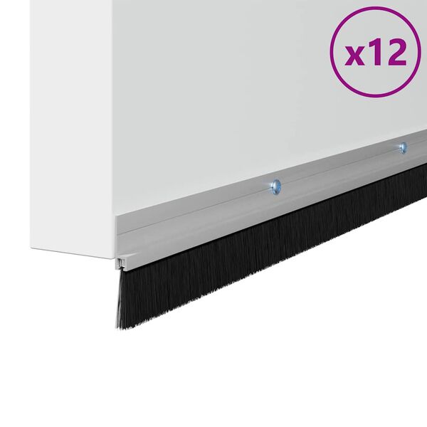 vidaXL Sellos de cepillo de puerta atornillables 12 pcs Plateado