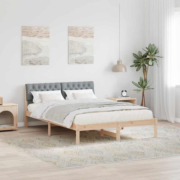 vidaXL Estructura de cama Marr&oacute;n y gris claro 140 x 190 cm