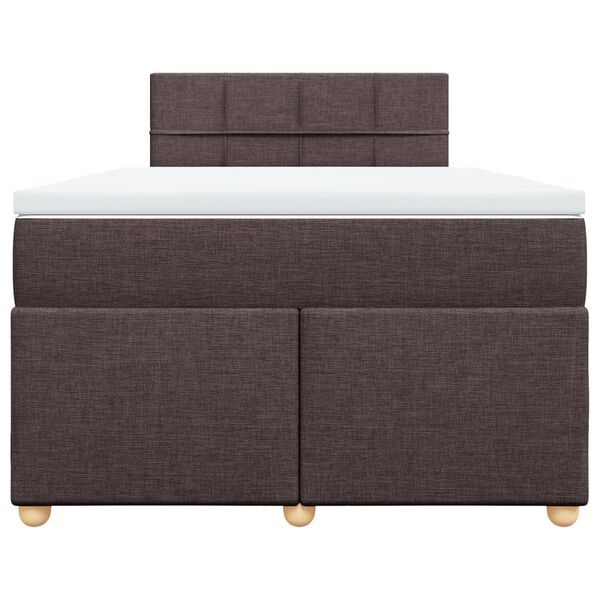 vidaXL Cama box spring con colch&oacute;n tela marr&oacute;n oscuro 120x190 cm
