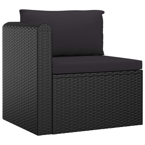 vidaXL Set de muebles de jardín 9 pzas cojines ratán sintético negro