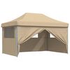 vidaXL Tienda de fiesta plegable Pop-Up con 4 paredes laterales beige
