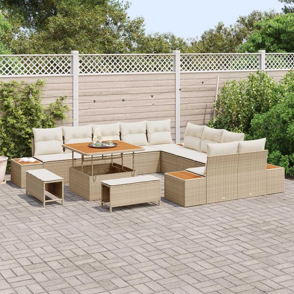 vidaXL Conjunto de sofás de jardín 13 pcs Beige ratán sintético