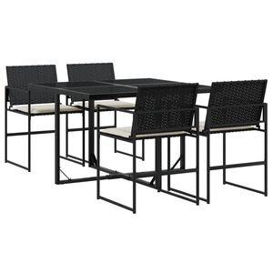 vidaXL Set de muebles jard&iacute;n 5 pzas con cojines rat&aacute;n sint&eacute;tico negro