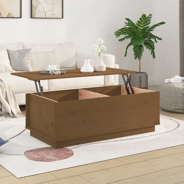 vidaXL Mesa de centro madera maciza de pino marrón miel 100x50x35 cm