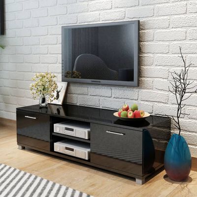 vidaXL Mueble de TV negro brillo 120x40,5x35 cm