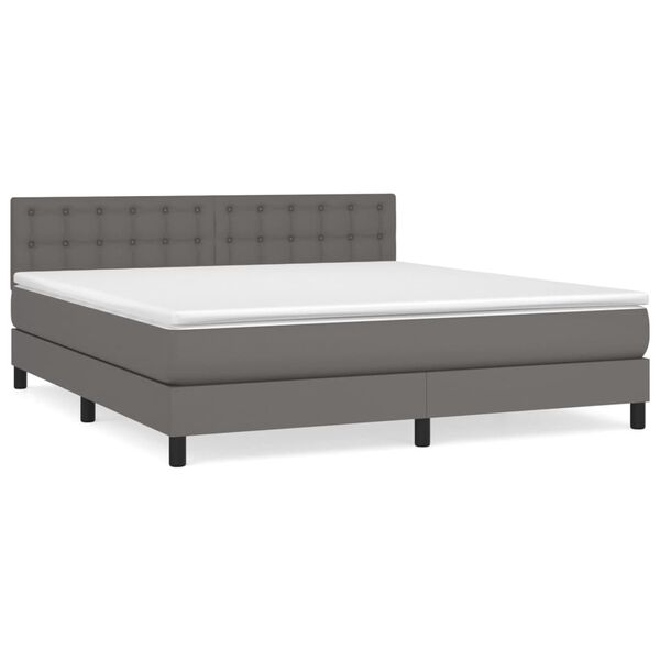vidaXL Cama box spring con colch&oacute;n cuero sint&eacute;tico gris 160x200 cm