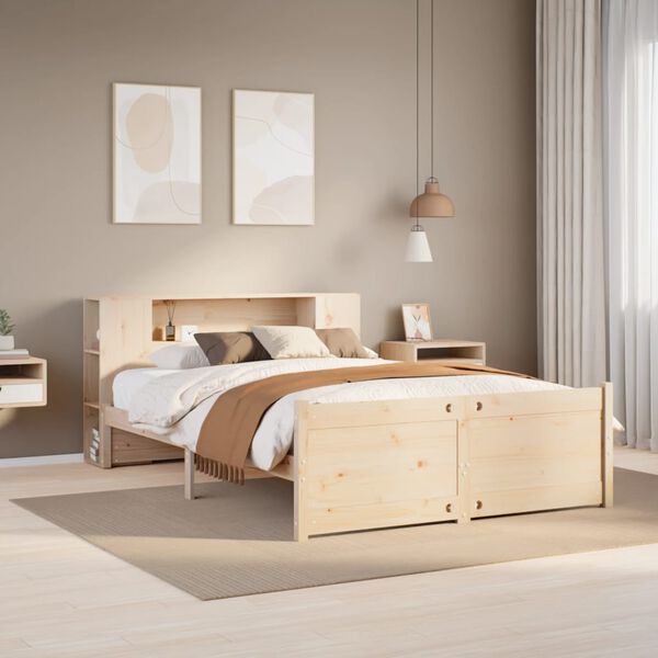 vidaXL Cama con estantería sin colchón madera maciza de pino 120x200cm
