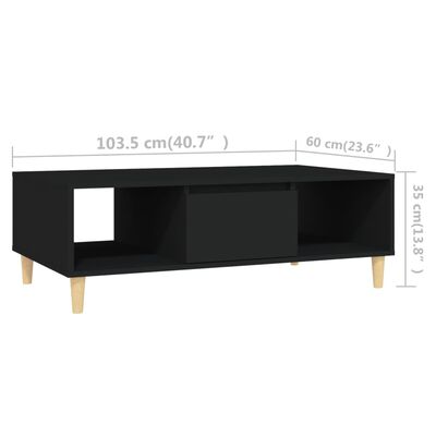 vidaXL Mesa de centro madera contrachapada negro 103,5x60x35 cm