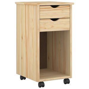 vidaXL Gabinete rodante con rueda Marr&oacute;n 34 x 39 x 65,5 cm Pino macizo