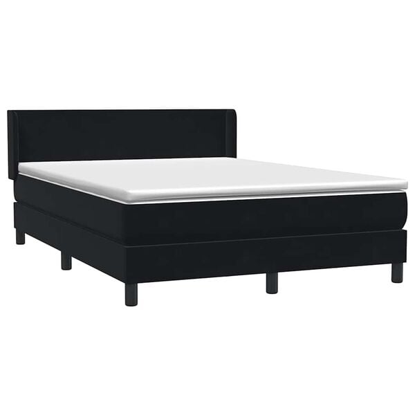 vidaXL Cama box spring con colch&oacute;n terciopelo negro 160x210 cm
