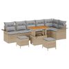 vidaXL Conjunto de sof&aacute;s de jard&iacute;n 9 uds. Beige rat&aacute;n sint&eacute;tico