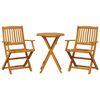 vidaXL Juego bistr&oacute; pleglable 3 piezas madera maciza acacia