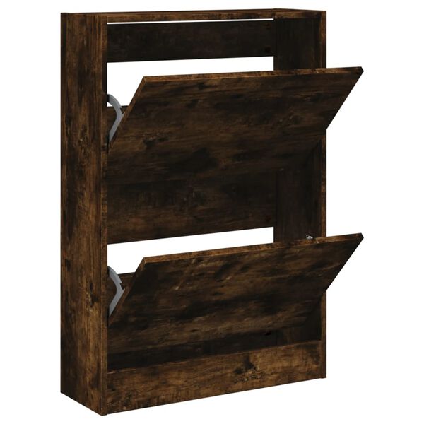 vidaXL Zapatero de madera de ingenier&iacute;a roble ahumado 60x21x87,5 cm
